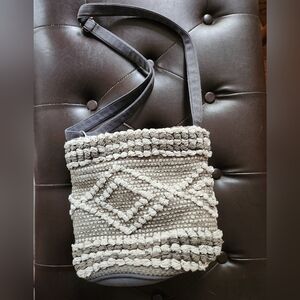Cost Plus World Market Gray Textured Crossbody Bag